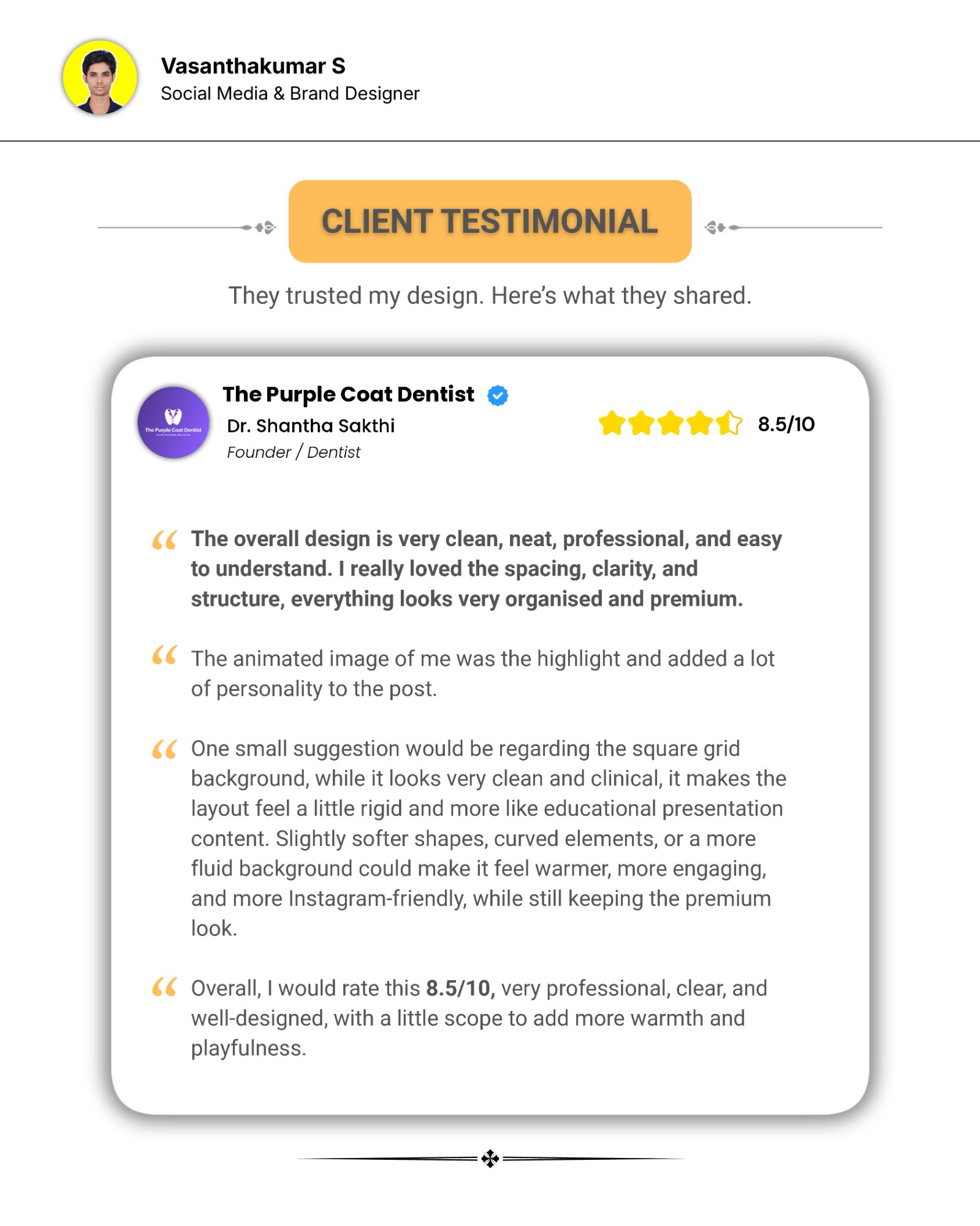 Client Testimonial – The Purple Coat Dentist